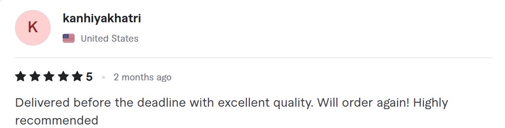 Five-star client review from the United States